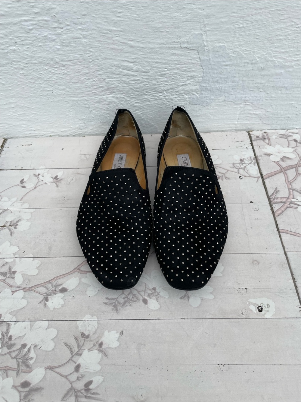 Jimmy Choo Black Studded Women's Slip-On Loafers